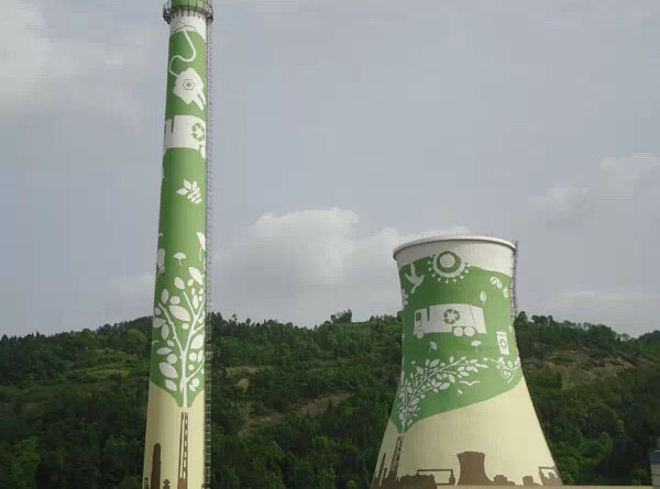 煙囪刷航標(biāo)，多種創(chuàng)意色環(huán)方案，專業(yè)煙囪美化公司